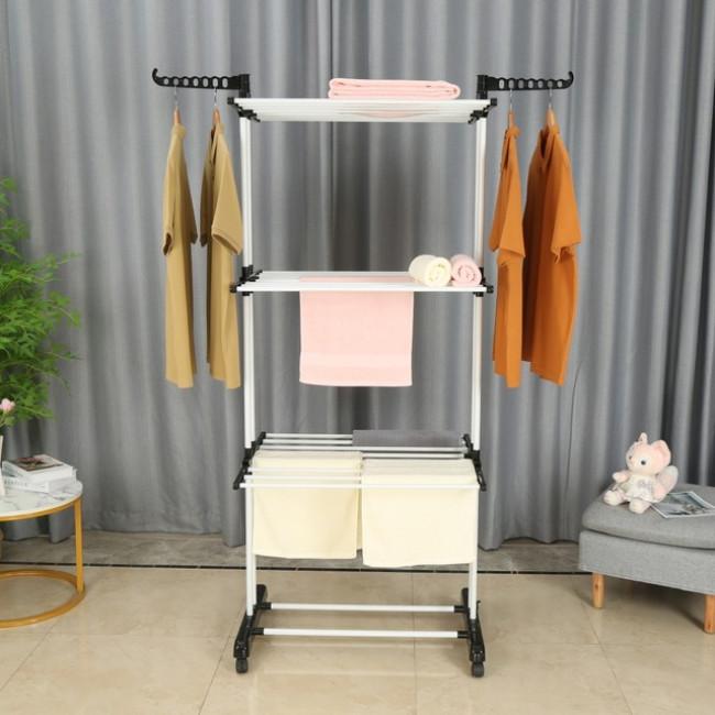 Многоярусная сушилка органайзер для одежды черно-белая Bonro B07