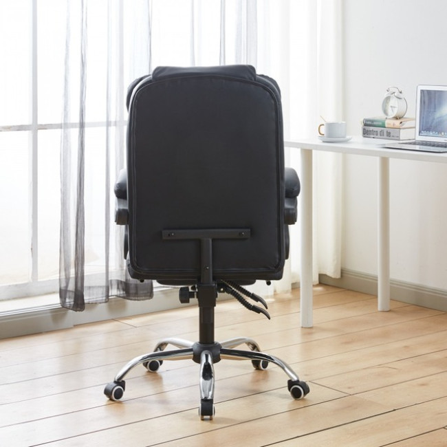 Крісло офісне на колесах Bonro BN-6071 чорне з підставкою для ніг