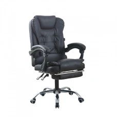 Крісло офісне на колесах Bonro BN-6071 чорне з підставкою для ніг