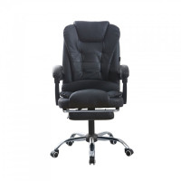 Крісло офісне на колесах Bonro BN-6071 чорне з підставкою для ніг