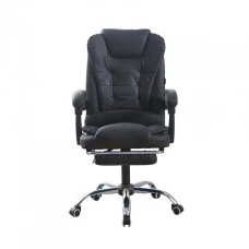 Крісло офісне на колесах Bonro BN-6071 чорне з підставкою для ніг