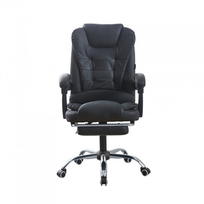 Крісло офісне на колесах Bonro BN-6071 чорне з підставкою для ніг