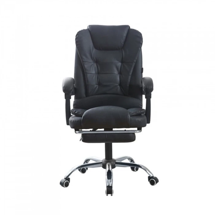 Крісло офісне на колесах Bonro BN-6071 чорне з підставкою для ніг