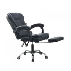 Крісло офісне на колесах Bonro BN-6071 чорне з підставкою для ніг