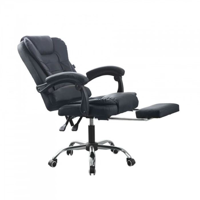 Крісло офісне на колесах Bonro BN-6071 чорне з підставкою для ніг