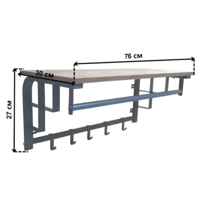 Настенная вешалка для одежды с полкой 76 см Bonro BN-124