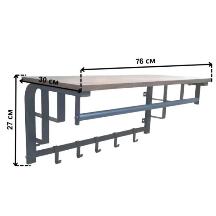 Настенная вешалка для одежды с полкой 76 см Bonro BN-124