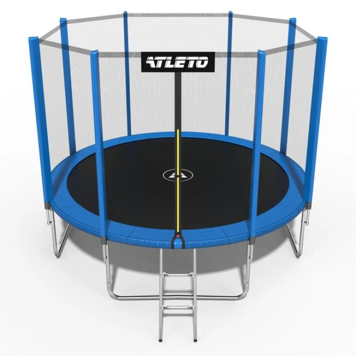 Батут дитячий з сіткою та драбинкою 374 см Atleto синій
