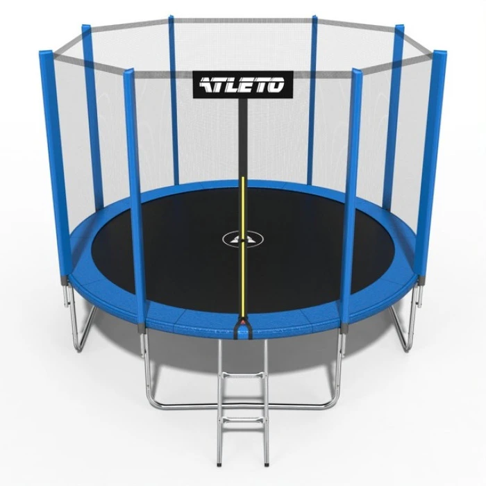 Батут дитячий з сіткою та драбинкою 374 см Atleto синій