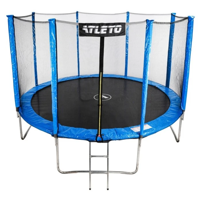 Батут дитячий з сіткою та драбинкою 374 см Atleto синій