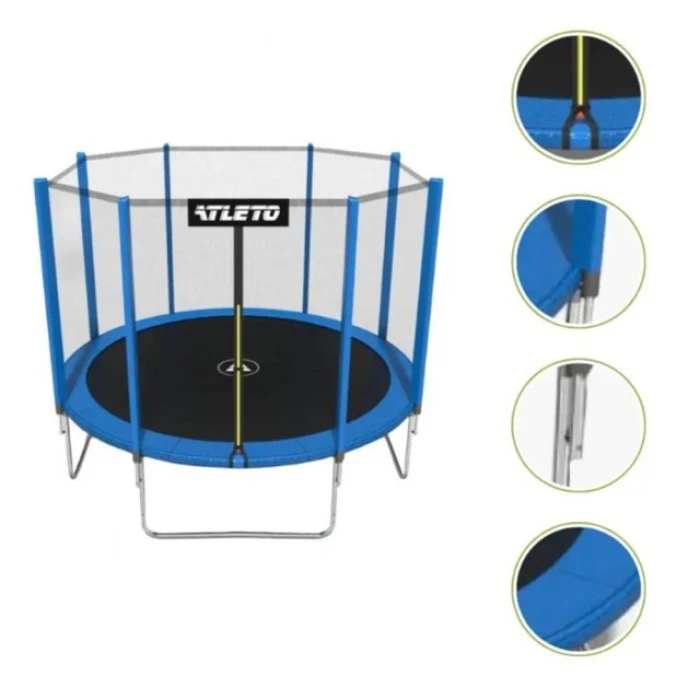Батут дитячий з сіткою та драбинкою 374 см Atleto синій
