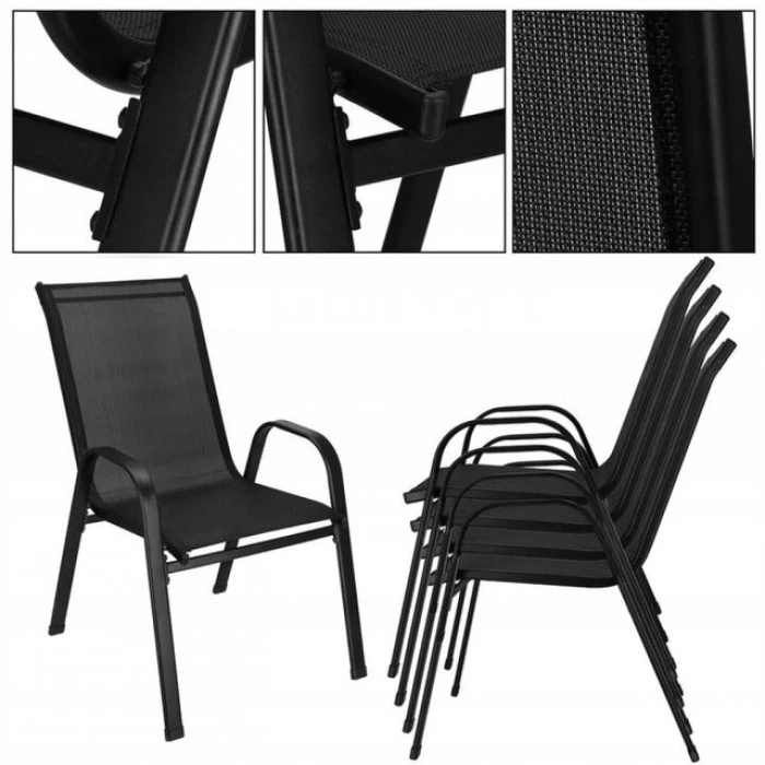 Стул садовый террасный Bonro B-1064 черный комплект (4 шт)