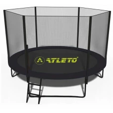 Батут з сіткою та драбинкою 312 см Atleto Black