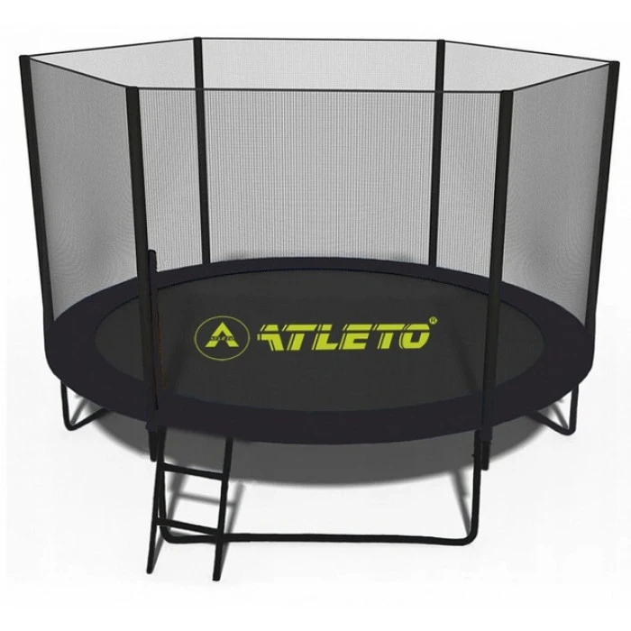 Батут з сіткою та драбинкою 312 см Atleto Black