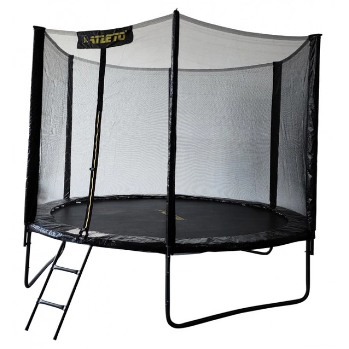 Батут з сіткою та драбинкою 312 см Atleto Black