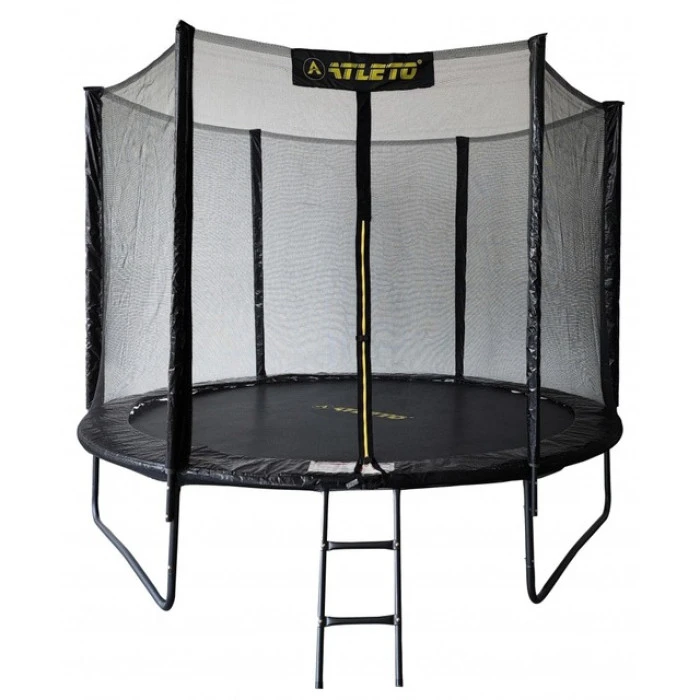 Батут з сіткою та драбинкою 312 см Atleto Black