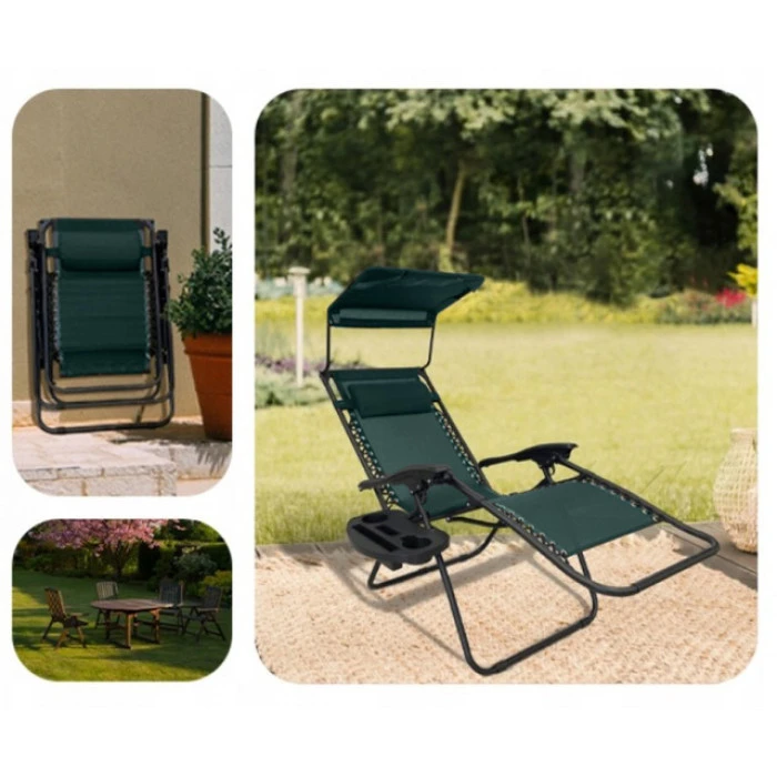 Шезлонги комплект 2шт Bonro SP-167A зелений з дашком