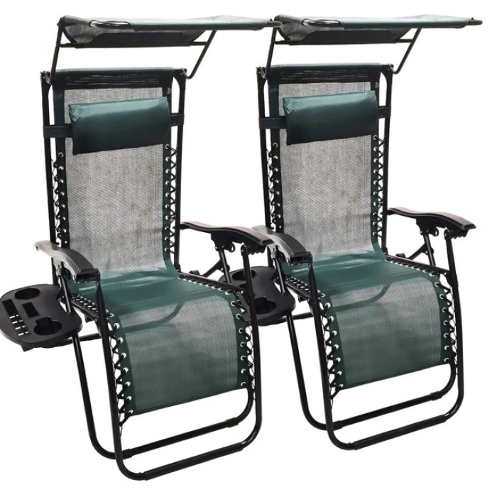 Шезлонги комплект 2шт Bonro SP-167A зелений з дашком