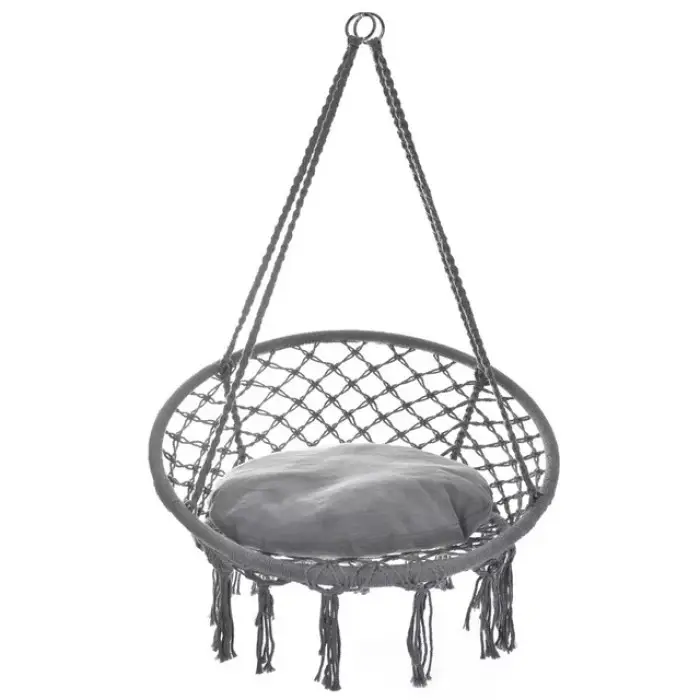 Крісло підвісне бразилійське гойдалка гамак Bonro B-092-2 сірий 120 кг + подушка