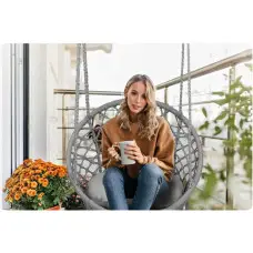 Крісло підвісне бразилійське гойдалка гамак Bonro B-092-2 сірий 120 кг + подушка