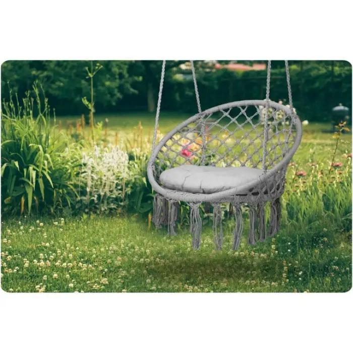 Крісло підвісне бразилійське гойдалка гамак Bonro B-092-2 сірий 120 кг + подушка