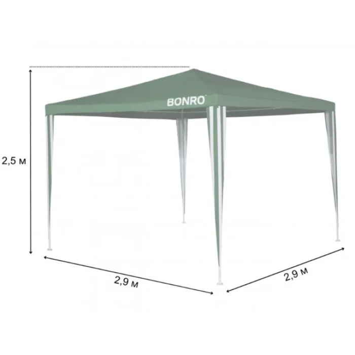 Садовий павільйон альтанка намет 3х3 м Bonro B-9001 без стінок зелений