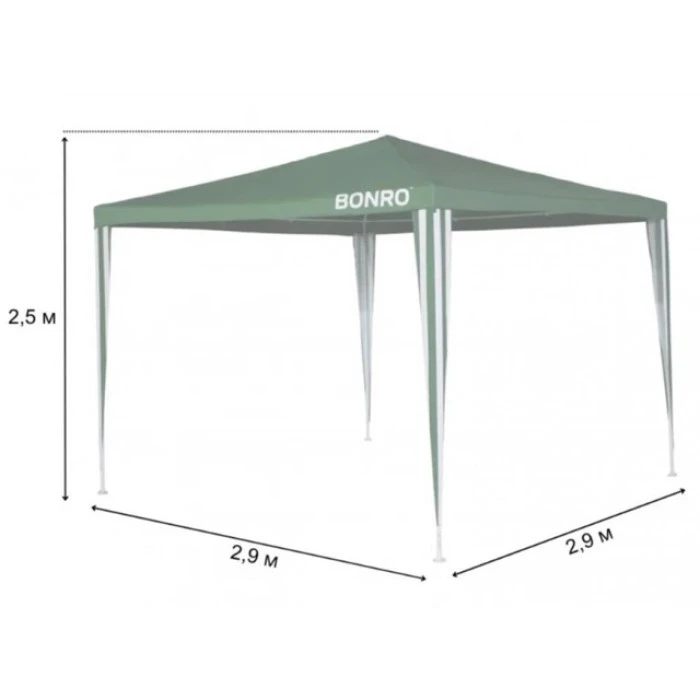Садовий павільйон альтанка намет 3х3 м Bonro B-9001 без стінок зелений
