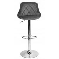 Барний стілець зі спинкою Bonro B-074 велюр сірий