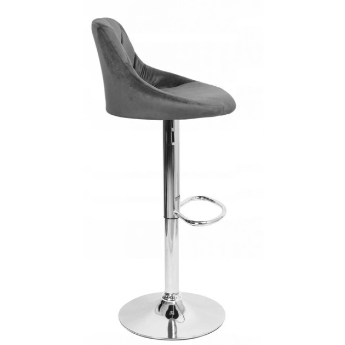 Барний стілець зі спинкою Bonro B-074 велюр сірий