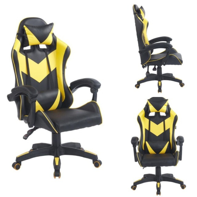 Геймерское эргономичное кресло с подушкой Bonro BN-086 желтое.