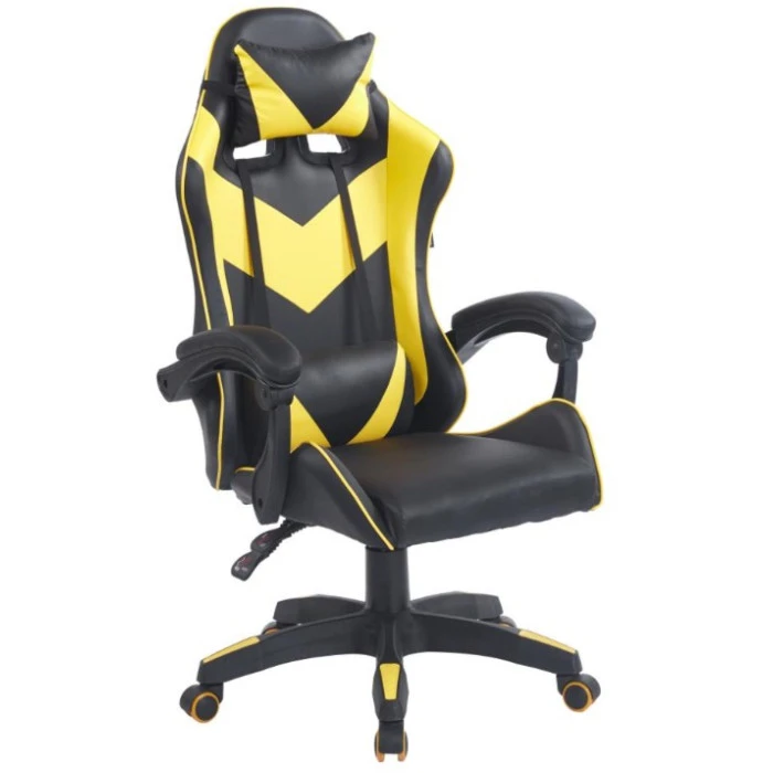 Геймерське крісло ергономічне з подушкою Bonro BN-086 жовте