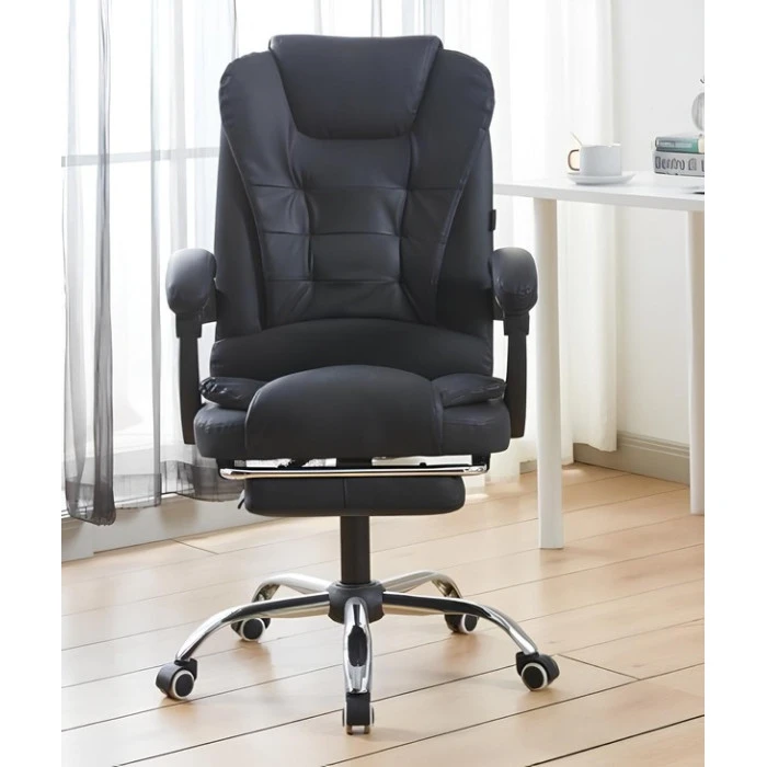 Крісло офісне на колесах Bonro B-6071 TPF чорне з підставкою для ніг