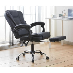 Кресло офисное на колесах Bonro B-6071 TPF черное с подставкой для ног