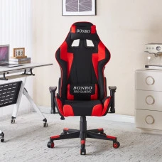 Крісло геймерське з тканини Bonro B-142 червоне + 2 подушки
