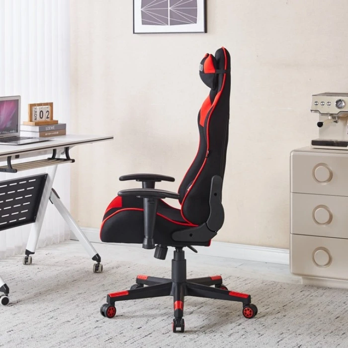 Крісло геймерське з тканини Bonro B-142 червоне + 2 подушки