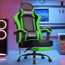 Кресло офисное с подставкой для ног Bonro Racing B-059 зеленое