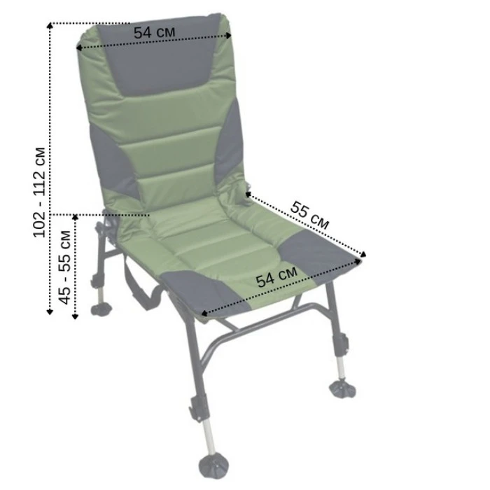 Крісло для риболовлі коропове розкладне Bonro B-26 чорно-зелене