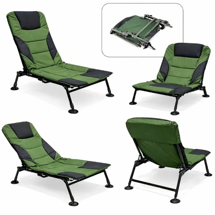 Крісло для риболовлі коропове розкладне Bonro B-26 чорно-зелене