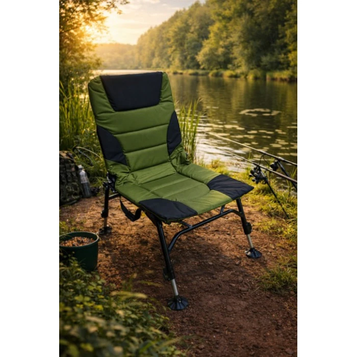Крісло для риболовлі коропове розкладне Bonro B-26 чорно-зелене