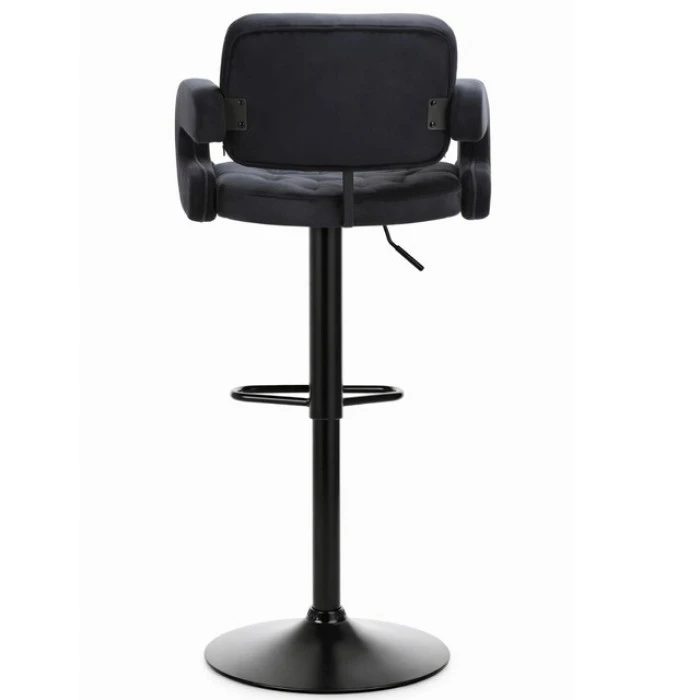 Барный стул со спинкой Bonro B-064 велюр черный с черным основанием