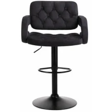 Барный стул со спинкой Bonro B-064 велюр черный с черным основанием