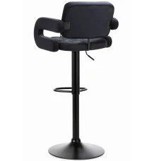 Барный стул со спинкой Bonro B-064 велюр черный с черным основанием
