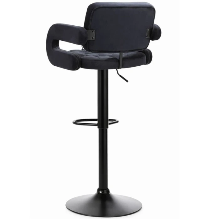 Барный стул со спинкой Bonro B-064 велюр черный с черным основанием