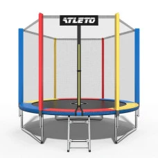 Батут Atleto 183 см з сіткою та драбинкою multikolor