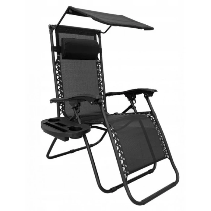 Шезлонг лежак Bonro SP-167A черный с крышкой