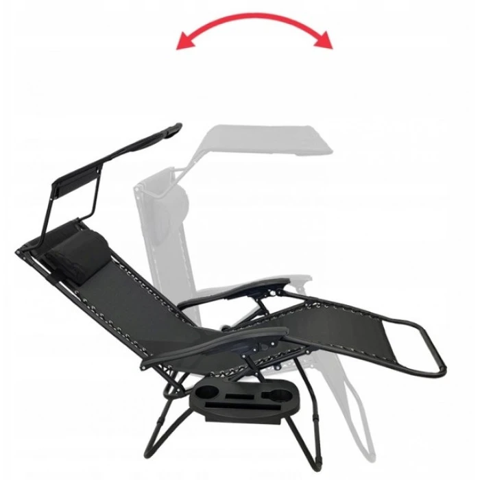 Шезлонг лежак Bonro SP-167A черный с крышкой
