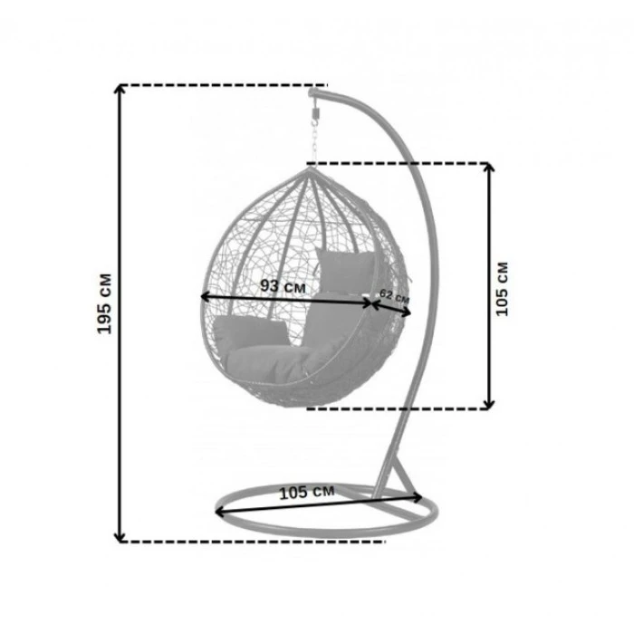 Підвісне крісло-гойдалка кокон Bonro 329 M (чорно-сіре)