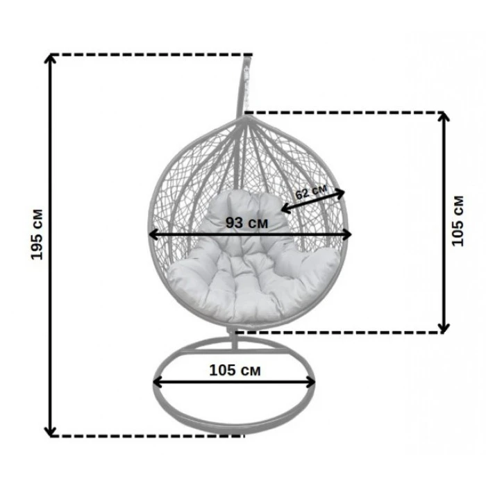 Підвісне крісло-гойдалка кокон Bonro 329 M (чорно-сіре)