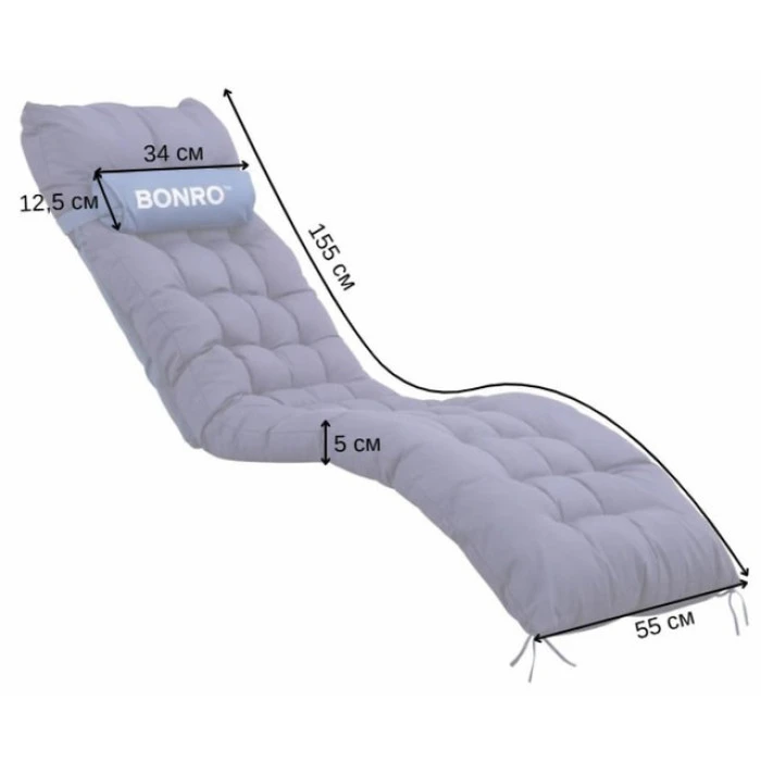 Подушка матрац для шезлонга 155х55х5 Bonro B-02 синя