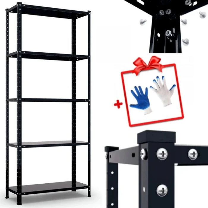 Стеллаж металлический 185х95х45 см Bonro P9545 черный 5 полок